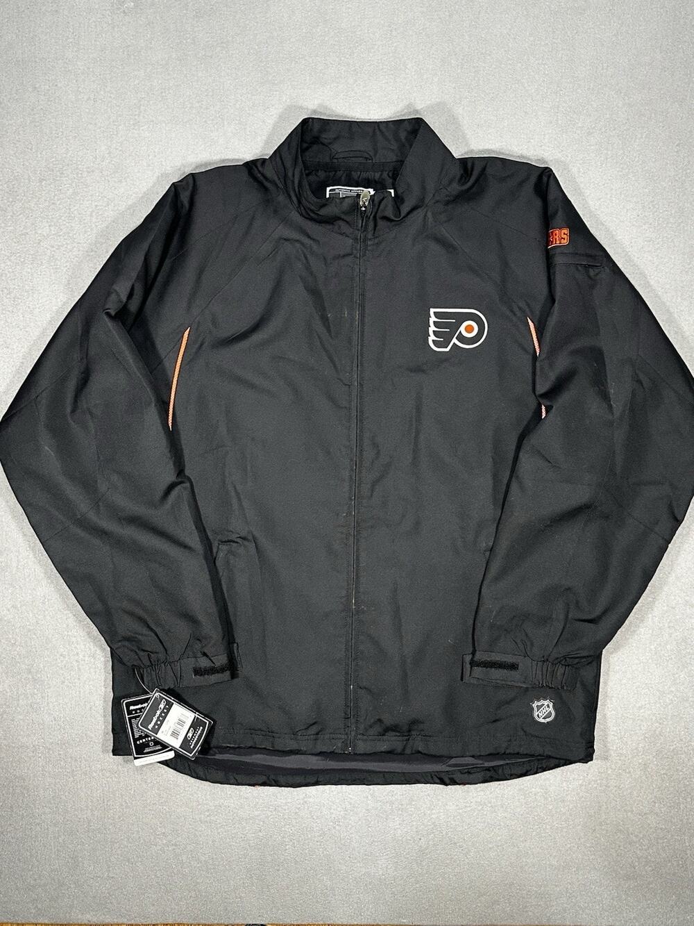NWT Reebok NHL Philadelphia Flyers Jacket Mens XL Black Full Zip